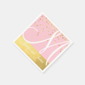 Personalisierte Mit Monogramm Blush Pink-Goldhochz Serviette (Ecke)