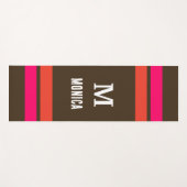 Personalisierte mit Monogramm braun- und rosa Stre Yogamatte (Vorderseite (Horizontal))