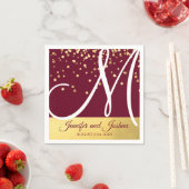 Personalisierte Mit Monogramm BURGUNDY-Goldhochzei Serviette (Beispiel)