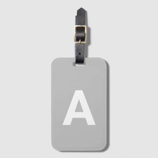 Personalisierte Mit Monogramm Einfache Moderne Gra Gepäckanhänger (Vorderseite Vertikal)