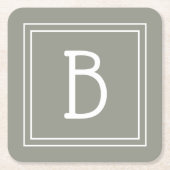 Personalisierte Mit Monogramm Farbe Grün/Weiß Rechteckiger Pappuntersetzer (Vorderseite)