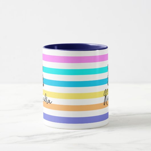 Personalisierte Mit Monogramm Girly Rainbow Coffee Tasse (Zentrum)