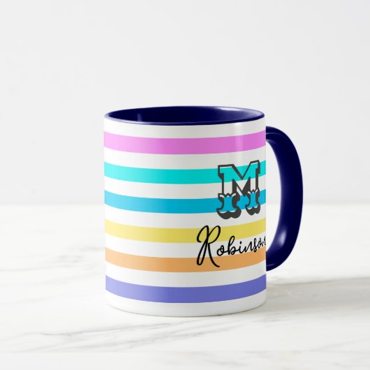 Personalisierte Mit Monogramm Girly Rainbow Coffee Tasse (VorderseiteRechts)