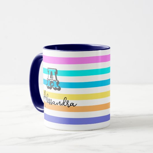 Personalisierte Mit Monogramm Girly Rainbow Coffee Tasse (Vorderseite Links)