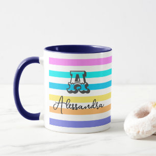 Personalisierte Mit Monogramm Girly Rainbow Coffee Tasse