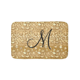 Personalisierte Mit Monogramm Glitzer-Leopardenhau Badematte