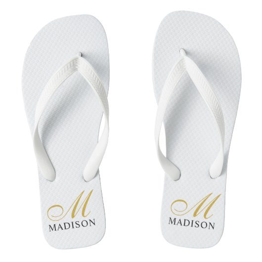Personalisierte Mit Monogramm Goldene Flip Flops Badesandalen (Fußbett)