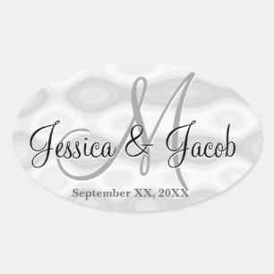 Personalisierte Mit Monogramm Hochzeitsticker Ovaler Aufkleber