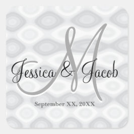 Personalisierte Mit Monogramm Hochzeitsticker Quadratischer Aufkleber