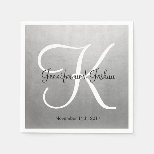 Personalisierte Mit Monogramm Imitate Silberne Foi Serviette (Vorderseite)