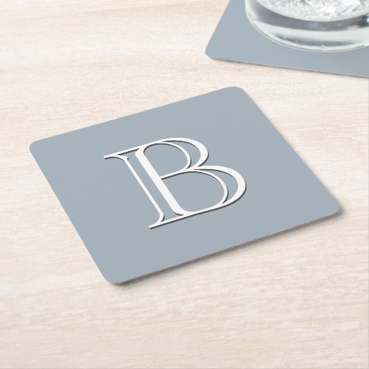 Personalisierte Mit Monogramm Initial Soft Blue &  Rechteckiger Pappuntersetzer (angewinkelt)