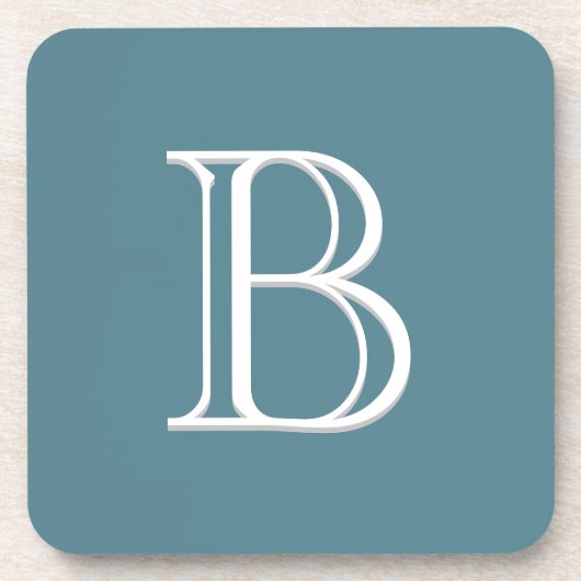 Personalisierte Mit Monogramm Initialtürkis & Weiß Getränkeuntersetzer (Vorderseite)