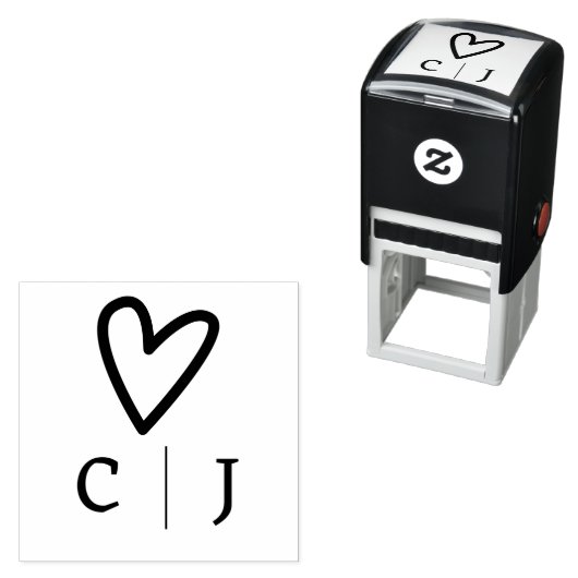Personalisierte Mit Monogramm Liebe Herz Permastempel (Beispiel)