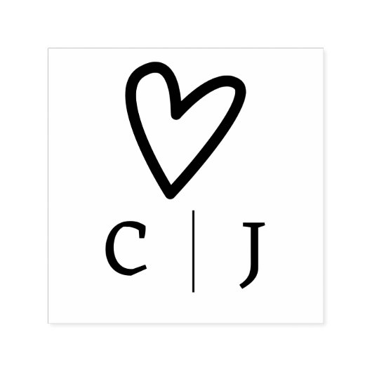 Personalisierte Mit Monogramm Liebe Herz Permastempel (Design)