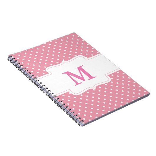 Personalisierte Mit Monogramm Pink- und Weißpolka- Notizblock (Rechte Seite)