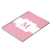 Personalisierte Mit Monogramm Pink- und Weißpolka- Notizblock (Linke Seite)
