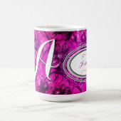 Personalisierte Mit Monogramm rosa Blume für sie Kaffeetasse (Mittel)