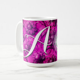 Personalisierte Mit Monogramm rosa Blume für sie Kaffeetasse