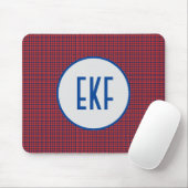 Personalisierte Mit Monogramm Rot- und Blauer-Kari Mousepad (Mit Mouse)