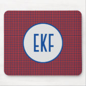 Personalisierte Mit Monogramm Rot- und Blauer-Kari Mousepad (Vorne)