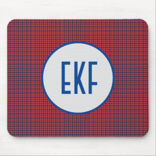 Personalisierte Mit Monogramm Rot- und Blauer-Kari Mousepad