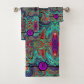 Personalisierte Mit Monogramm Rot- und Grünfarbe Badhandtuch Set (Insitu)