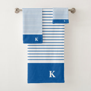 Personalisierte Mit Monogramm Royal Blue Strip Fam Badhandtuch Set