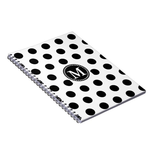 Personalisierte Mit Monogramm schwarz-weiße Polka- Notizblock (Rechte Seite)