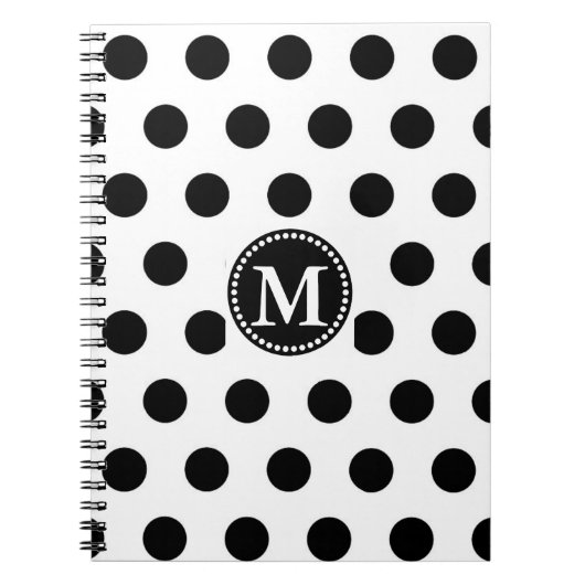 Personalisierte Mit Monogramm schwarz-weiße Polka- Notizblock (Vorderseite)