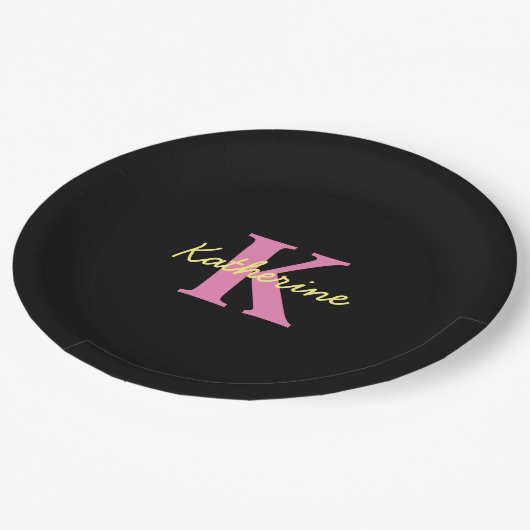 Personalisierte Mit Monogramm Schwarzwald Pappteller (Schrägansicht)