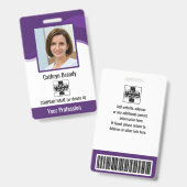 Personalisierte Mitarbeiter, Foto, Bar Code und Lo Ausweis (Vorder- & Rückseite)