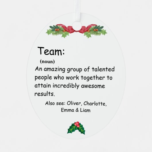 Personalisierte Mitarbeiterbewertung im Team Defin Ornament Aus Metall (Vorderseite)