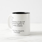 Personalisierte Mitarbeiterbewertung im Team Defin Zweifarbige Tasse (Vorderseite Links)