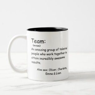 Personalisierte Mitarbeiterbewertung im Team Defin Zweifarbige Tasse