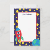 Personalisierte Mitteilungskarten der Weltraumrake (Vorderseite)