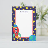 Personalisierte Mitteilungskarten der Weltraumrake (Stehend Vorderseite)