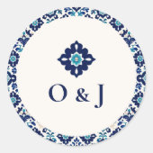 Personalisierte Mittelmeer-Hochzeit Runder Aufkleber (Vorderseite)