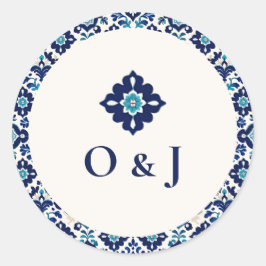 Personalisierte Mittelmeer-Hochzeit Runder Aufkleber