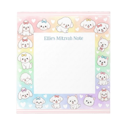 Personalisierte Mitzvah Hinweis Notepad Regenbogen Notizblock (Vorderseite)
