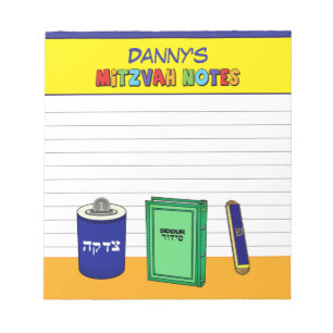 Personalisierte Mitzvah-Objekte - farbenfroh Notizblock