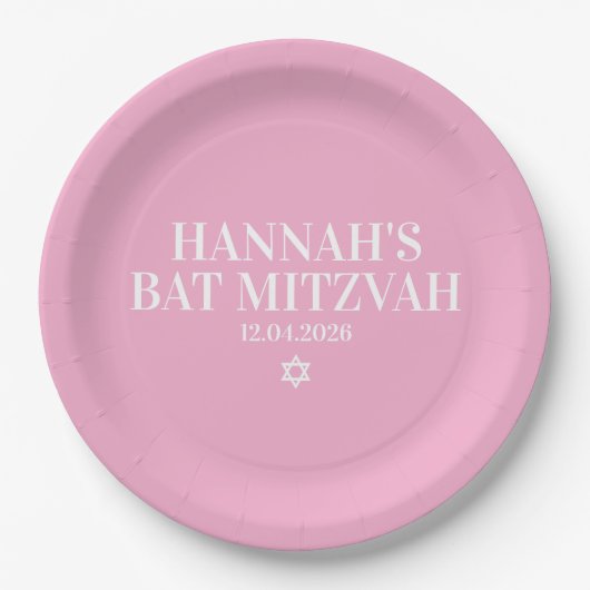 Personalisierte Mitzvah-Papierplatte Pappteller (Vorderseite)