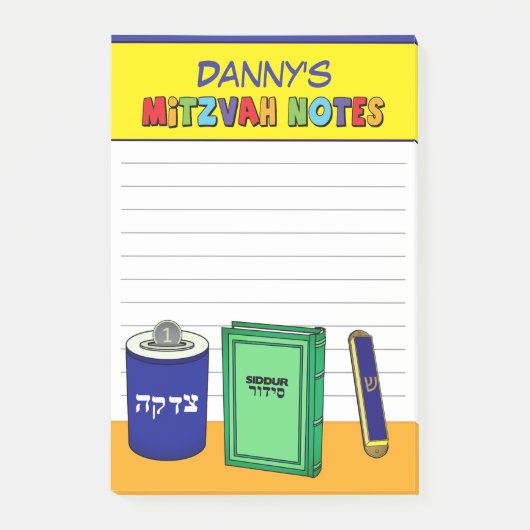 Personalisierte Mitzwa-Artikel - Bunt Post-it Klebezettel (Vorderseite)