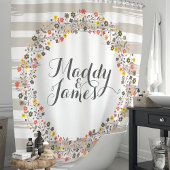 Personalisierte Mocha und Tan Floral Wreath Duschvorhang