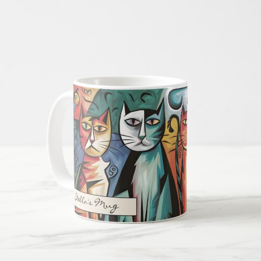 Personalisierte Mod-Katzen Kaffeetasse (Vorderseite Links)