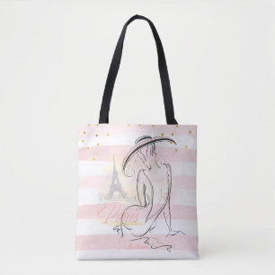 Personalisierte Mode Girl Paris Pink Sketch Tasche