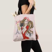 Personalisierte Mode Girl Paris Sketch Tote Bag Tasche (Von Nahem)