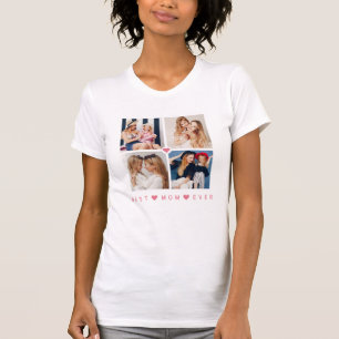 Personalisierte moderne 4-Foto 'Beste Mama überhau T-Shirt