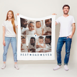Personalisierte moderne 4-Foto-'Bester Vater aller Fleecedecke