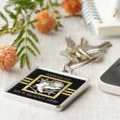 Personalisierte moderne Black Gold Glitzer Ice Ska Schlüsselanhänger (Seite)