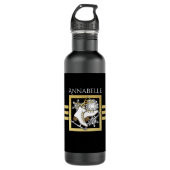 Personalisierte moderne Black Gold Glitzer Ice Ska Trinkflasche (Vorderseite)